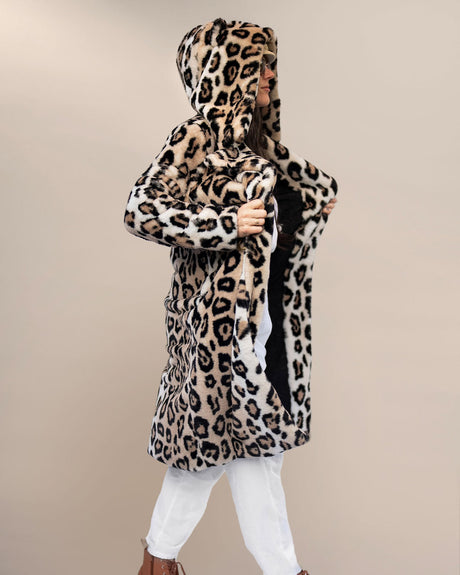 Classic Women's Long Faux Fur Coat | Arabian Leopard Print