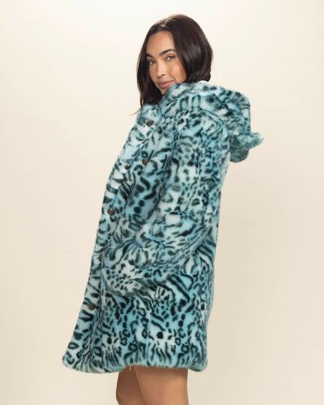 Classic Women's Faux Fur Coat | Aqua Cat