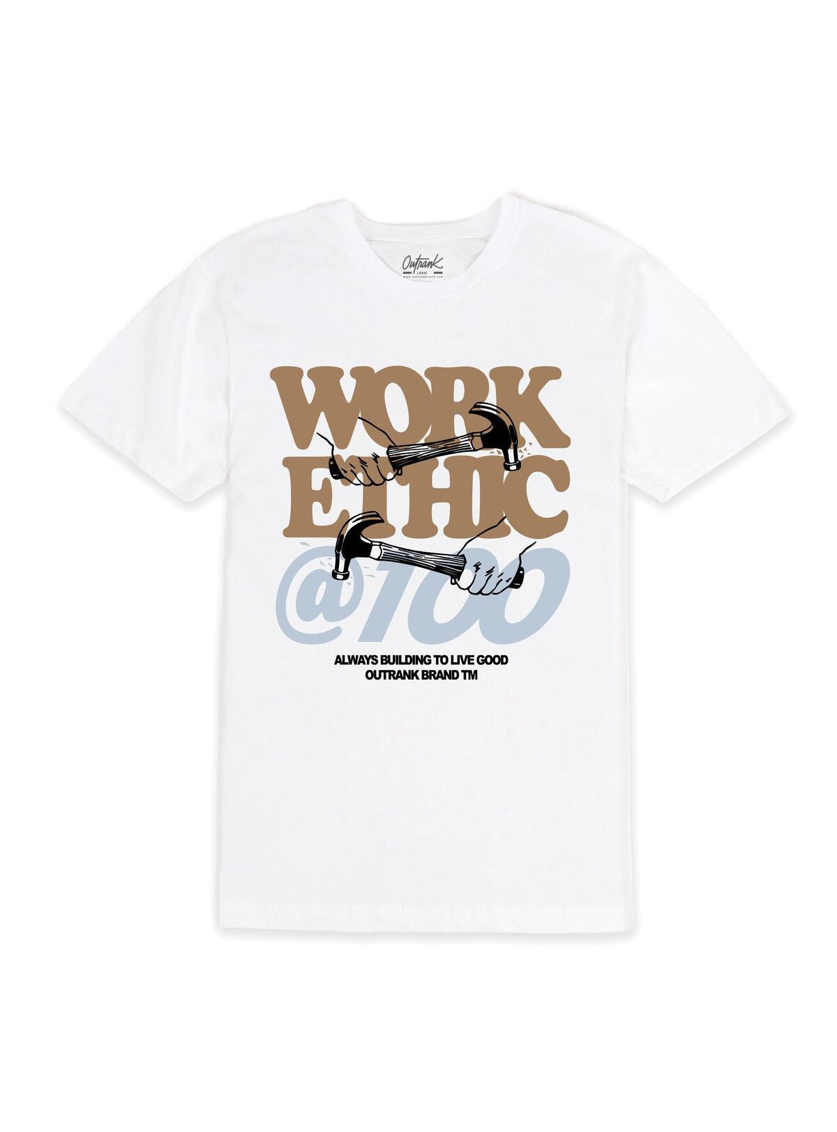 Outrank - T Shirt - Work Ethic - White / Brown