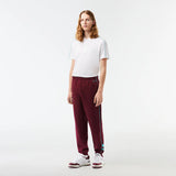 LACOSTE MEN'S EMBROIDERED REGULAR FIT SWEATPANTS BURGUNDY