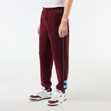 LACOSTE MEN'S EMBROIDERED REGULAR FIT SWEATPANTS BURGUNDY