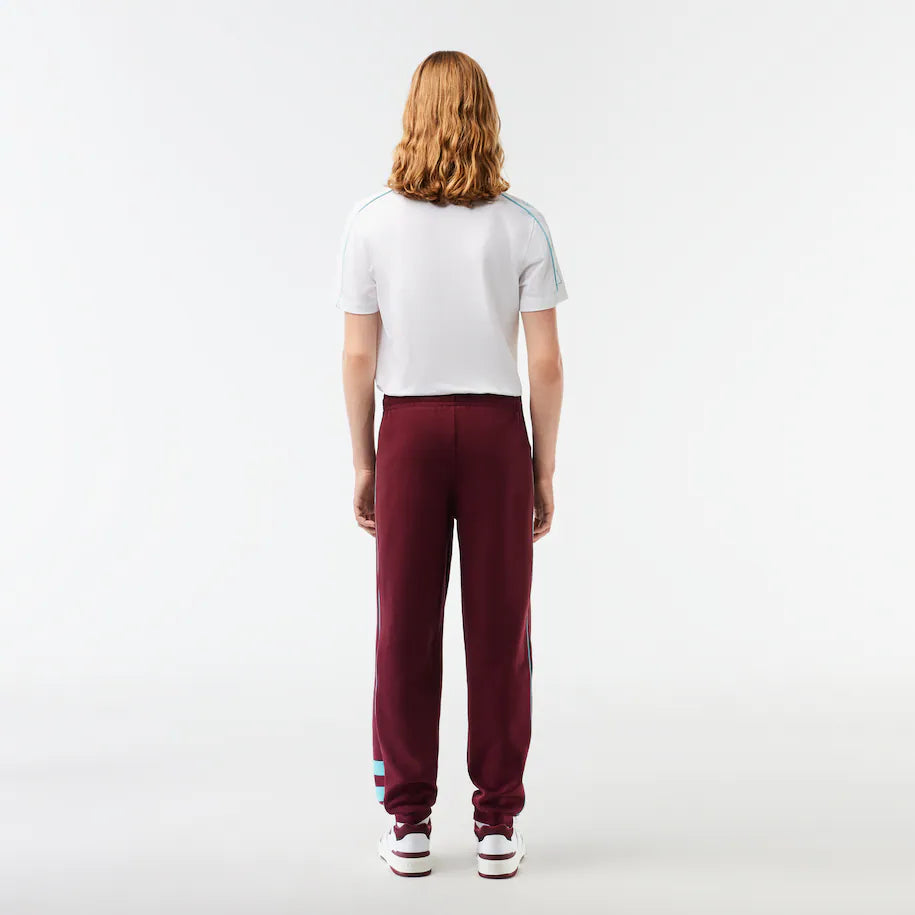 LACOSTE MEN'S EMBROIDERED REGULAR FIT SWEATPANTS BURGUNDY