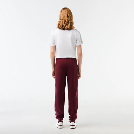 LACOSTE MEN'S EMBROIDERED REGULAR FIT SWEATPANTS BURGUNDY