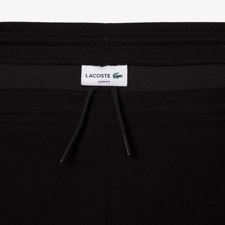 LACOSTE MEN’S SLIM FIT HEATHERED COTTON BLEND SWEATPANTS BLACK