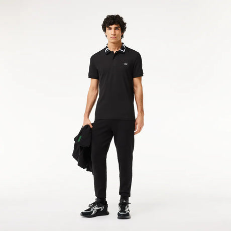 LACOSTE MEN’S SLIM FIT HEATHERED COTTON BLEND SWEATPANTS BLACK