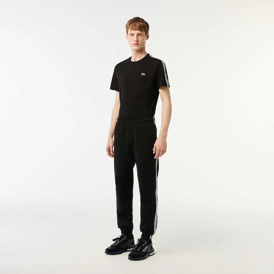 LACOSTE MEN’S LOGO STRIPE JOGGERS BLACK