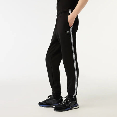 LACOSTE MEN’S LOGO STRIPE JOGGERS BLACK