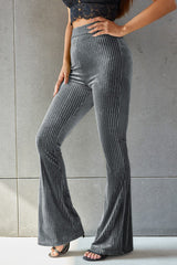 Ribbed High Waist Flare Pants