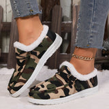 Fuzzy Camouflage Round Toe Boots