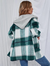 Plaid Hooded Jacket with Pockets