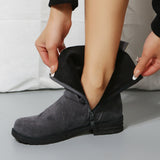 Suede Side Zip Round Toe Boots