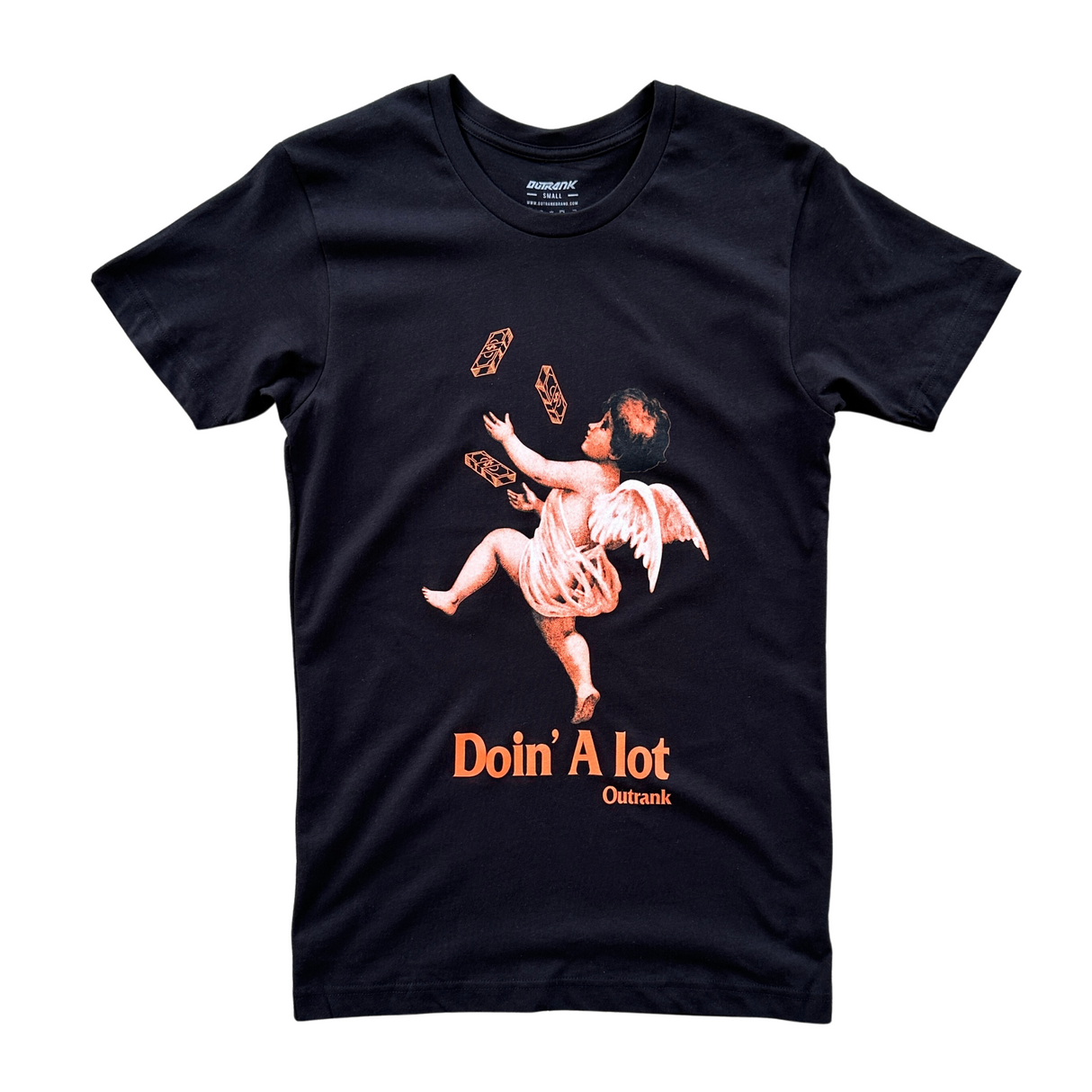 Outrank - T Shirt - Doin A Lot - Black / Orange