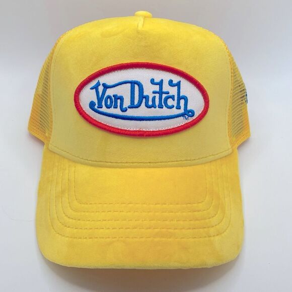 VON DUTCH YELLOW HOLLYWOOD VELVET TRUCKER HAT