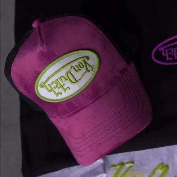 VON DUTCH PURPLE LIME VELVET CRUSH TRUCKER