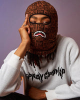 Sprayground Frenzy Shark In Paris Balaclava Ski Mask Limited Edition Brown