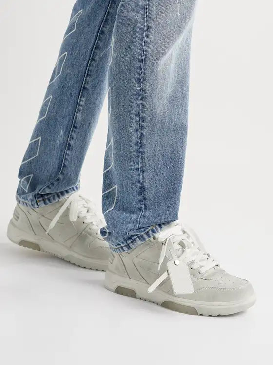 OFF-WHITE Out of Office Trimmed Suede Sneakers